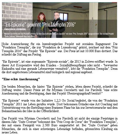 Tageblatt 11.03.2016 prix tremplin 2016